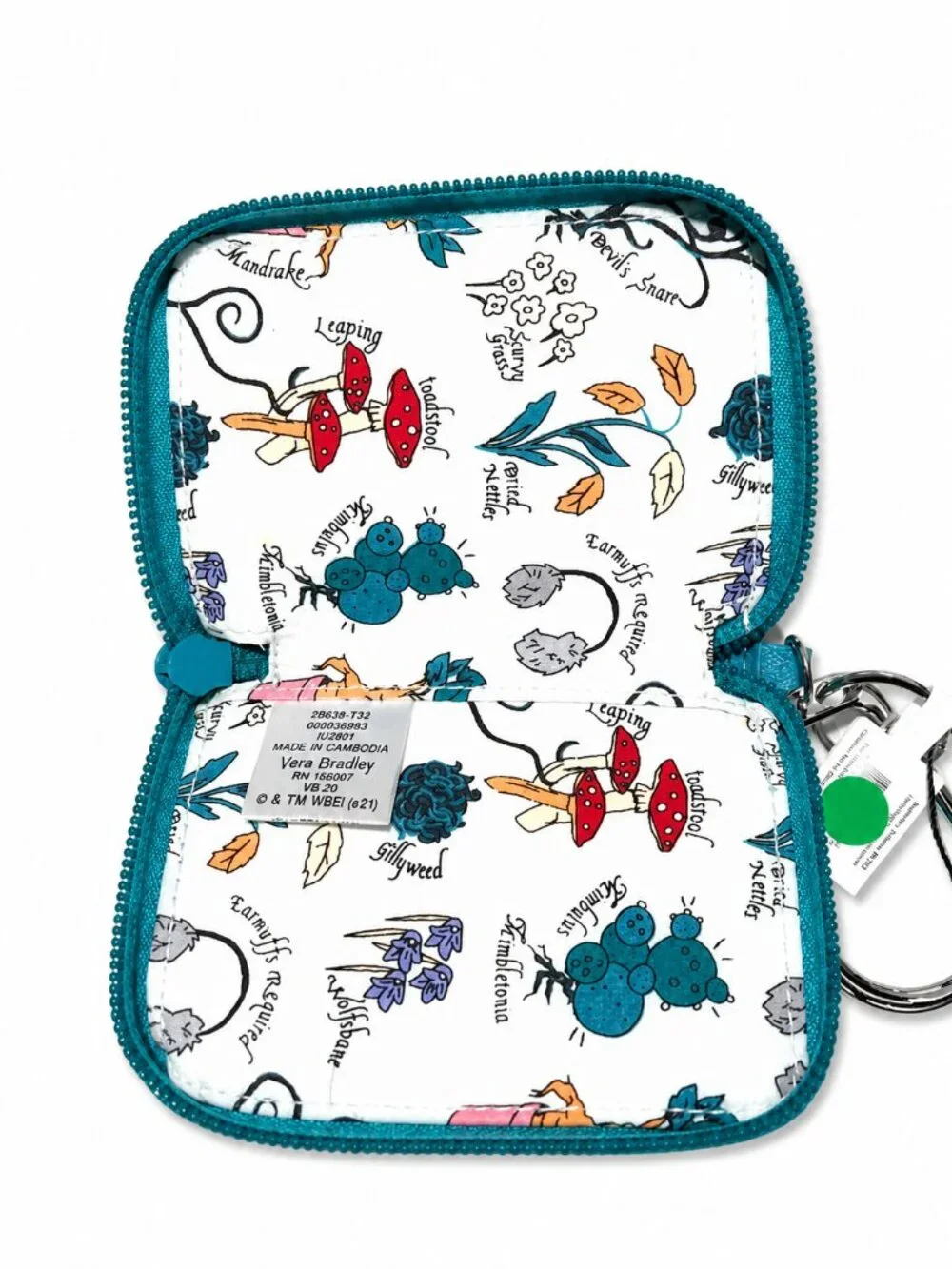 NWT Vera Bradley Harry Potter Herbology Book Card Case Keychain Wallet Teal - Picture 3 of 4